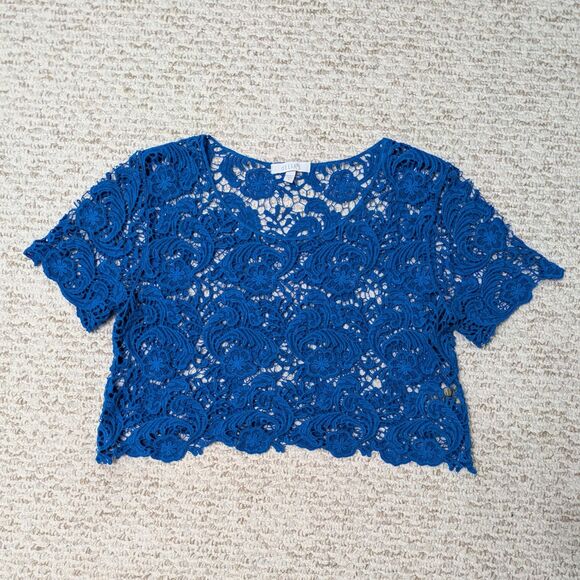 Delia's Womens Sz S Short Sleeve Knit Crop Top boho festival y2k summer beach - Picture 2 of 4